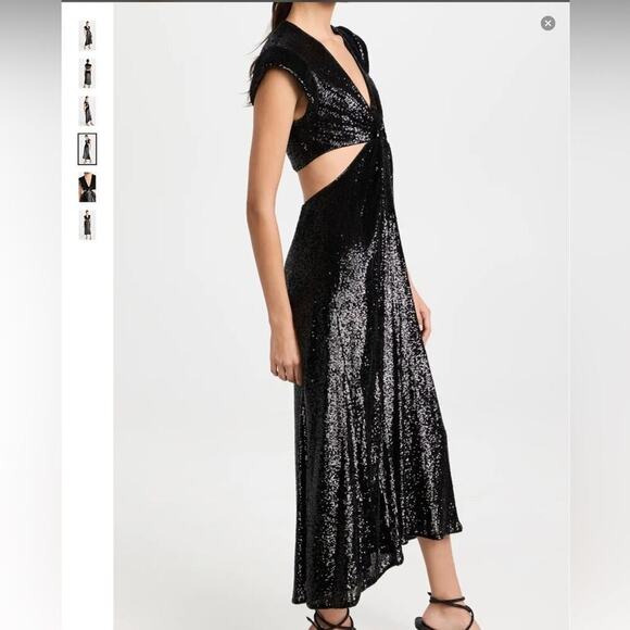 NWT A.L.C. Alexis Black Sequin Cutout Dress Size 2 - Picture 2 of 14